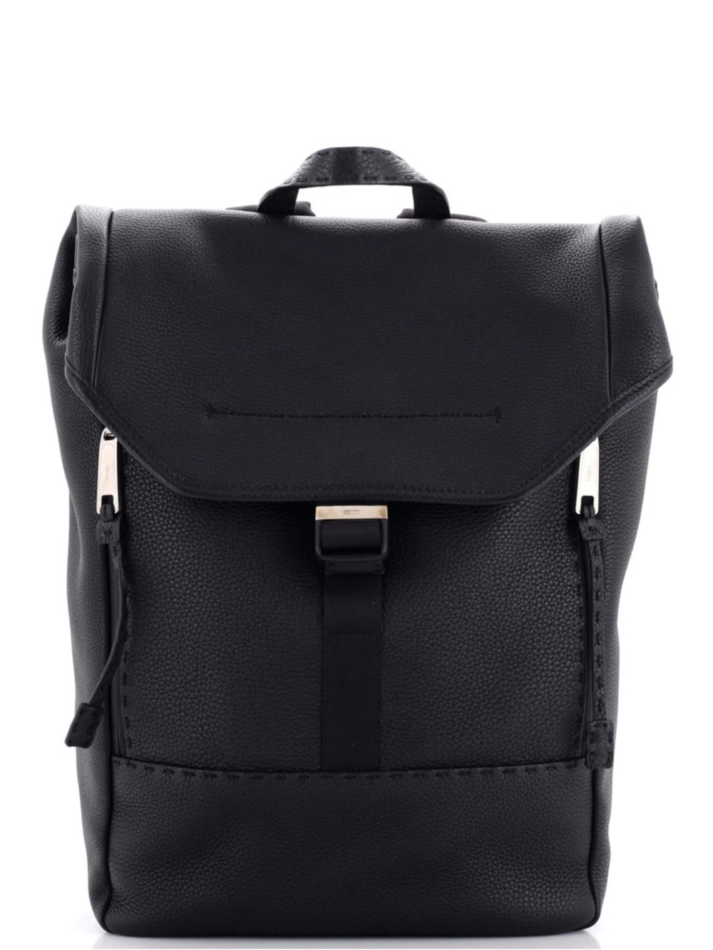 Fendi unisex selleria leather logo flap buckle backpack NEW